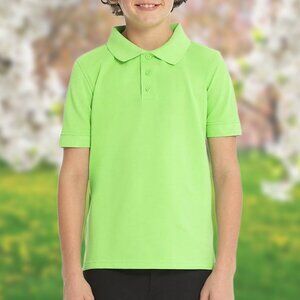NWT Bright Lime Green Golf Collar Polo Shirt - Boys Sizes XS, S, L, XL Tops